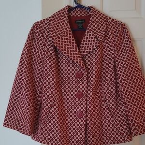 Swing Women's Red and White Geometric Blazer